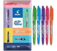 PILOT Frixion Stylo roller effaçable à la chaleur/friction FR7 - Pointe moyenne 0,7 mm - Pack coussin floral de 5 - Vert citron, bleu clair, violet, rose et orange