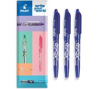 Pilot Frixion Stylo roller effaçable par chaleur/friction FR7 - Pointe moyenne 0,7 mm - Lot de 3 portefeuilles - Encre bleue