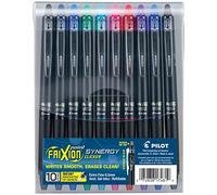 Pilot FriXion Synergy Clicker Lot de 10 stylos à encre gel effaçables, rechargeables et rétractables, pointe extra fine, couleurs d'encre assorties (17481)