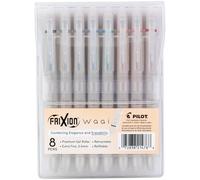 Pilot FriXion Waai Lot de 8 stylos à encre gel effaçable, pointe extra fine de 0,5 mm, couleurs assorties, stylos effaçables FriXion pour l'école, le journal et l'écriture au bureau