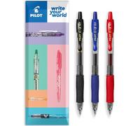 Pilot G-2 Lot de 3 stylos à bille rétractables à encre gel - Pointe 0,7 mm - Lot de 3 - Noir essentiel bleu et rouge