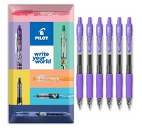PILOT G-2 Lot de 6 stylos à bille rétractables à encre gel 0,7 mm avec enveloppe cadeau - Encre violette