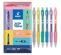 PILOT G-2 Lot de 6 stylos à bille rétractables à encre gel - Pointe de 0,7 mm - Dans une enveloppe cadeau - Tons métalliques
