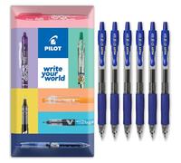PILOT G-2 Lot de 6 stylos à bille rétractables Pointe 0,7 mm Boîte cadeau Encre bleue