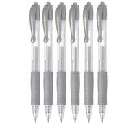 Pilot G2 07 Argenté métallique fine rétractable Roller Stylo à encre gel Pointe 0,7 mm 0.39 mm Largeur de trait rechargeables BL-G2-7 (lot de 6)