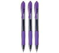 Pilot G2 07 Lot de 3 stylos à bille à encre gel rétractable, pointe fine de 0,7 mm, largeur de trait de 0,39 mm, rechargeable BL-G2-7 Violet