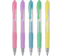 Pilot G2 07 Lot de 5 stylos à bille rétractables à encre gel - Pointe fine 0,7 mm - Pastel - Rose, violet, bleu, vert et jaune