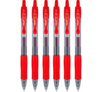 Pilot G2 07 Red Fine Retractable Ink Gel Ballpoint Pen 0.7mm Nib Tip 0.38mm Line Width Refillable Bl-G2-7 (Pack Of 6)