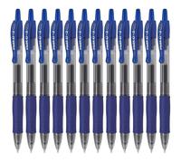 Pilot G2 Lot de 12 Stylo à bille Pointe large rétractable Encre gel Bleue Corps plastique avec grip caoutchouc