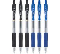Pilot G2 Retractable Gel Ink Rollerball Pen Extra Fine 05pt Black & Blue (Pack Of 6)