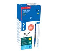 Pilot G2+ Stylo roller encre gel rétractable pointe moyenne 0,7 mm bleu (Pack Promo 16 + 4 OFFERTS)