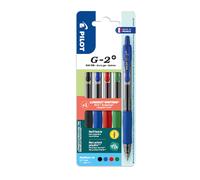 Pilot G2+ Stylo roller encre gel rétractable pointe moyenne 0,7 mm - Pochette de 4 couleurs assorties