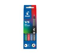 Stylo roller Pilot Hi-tecpoint V5 couleurs assorties 0,5 mm - Pochette de 4