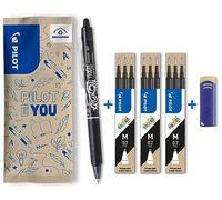 PILOT - Lot de 1 Frixion Ball Clicker + 1 Set de 3 recharges - Stylo rétractable effaçable à encre thermosensible - roller rechargeable et ergonomique - Bleu - Pointe moyenne