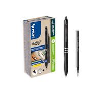 PILOT - Lot de 10 FriXion Ball Plus + 10 Recharges - Stylos Effaçables Ergonomiques - Rollers Rétractables et Rechargeables - Confort d’Écriture Ultime - En Plastique Recyclé - Noir - Pointe Moyenne