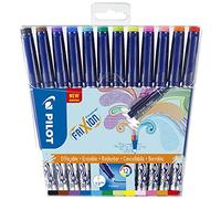 PILOT - Lot de 12 FriXion Fineliner - Feutre d'Écriture Effaçable à Encre Thermosensible - 12 Couleurs - Pointe Moyenne