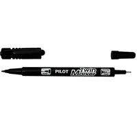PILOT Lot de 12 Marqueurs TWIN MARKER BEGREEN indélibile noire 2 pointes ogives fine et moyenne