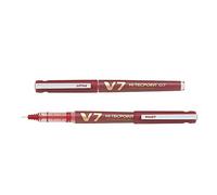 PILOT Lot de 12 Rollers Rechargeable Hi-TechPoint V7 Begreen Pte Moyenne Encre liquide Rouge