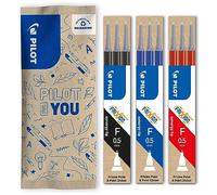 PILOT - Lot de 3 étuis de 3 recharges FriXion pour stylo effaçable. Compatibles FriXion Point et FriXion Point Clicker - Bleu Noir Rouge - Pointe Fine