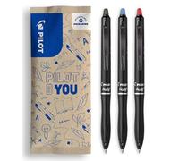 PILOT - Lot de 3 FriXion Ball Plus - Stylos Effaçables Ergonomiques - Rétractables et Rechargeables - Confort d’Écriture Ultime - Fabriqués en Plastique Recyclé - Noir, Bleu, Rouge - Pointe Moyenne
