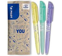 PILOT - Lot de 3 Frixion Light Soft - Surligneurs effaçables aux couleurs pastel - 1 Jaune, 1 Vert, 1 Violet - Pointe biseautée pour tracé fin ou plus large