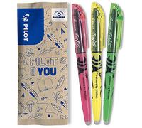 PILOT - Lot de 3 FriXion Light - Surligneurs Effaçables aux Couleurs Fluos - 1 Jaune, 1 Vert, 1 Rose - Pointe Biseautée - Tracé Fiin ou Plus Large