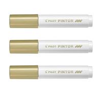 PILOT Lot de 3 Marqueurs à pigment PINTOR, medium, or