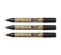 PILOT Lot de 3 Marqueurs Permanent SuperColor SC-M Pointe Moyenne 2mm Or