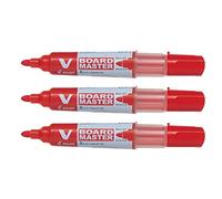 PILOT Lot de 3 Marqueurs pour tableau blanc V BOARD MASTER Pte Ogive Moyenne Rouge