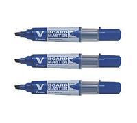 PILOT Lot de 3 Marqueurs Rechargeable V BOARD MASTER Begreen Pte Biseauté Moyenne Bleu