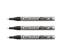 PILOT Lot de 3 Marqueurs Super Color Corps Alu Pte Fine Argent