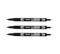Pilot - Lot de 3 marqueurs Twin CD DVD Marker Marqueur Permanent Noir - Pointes : Fin/extra-fin