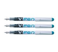 PILOT Lot de 6 Stylos Plume Jetable Effaçable V-Pen Pointe Moyenne Turquoise