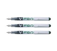 PILOT Lot de 3 Stylos Plume jetable V-Pen Effaçable Vert