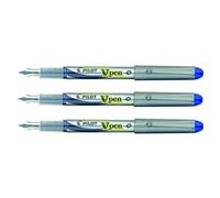 Pilot Pen Stylo plume V Pen Silver - Pointe moyenne 0,5 mm - Bleu