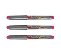 Pilot Lot De 3 Stylos Plume Jetable V-Pen Silver Pointe Moyenne Rose