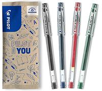 PILOT - Lot de 4 G-Tec C4 - Stylo Roller à Gel Roller - Noir, Bleu, Rouge, Vert - Pointe Ultra Fine pour un travail de grande précision (tracé de 0,2mm)