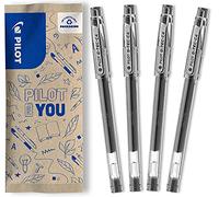 PILOT - Lot de 4 G-Tec C4 - Stylo Roller à Gel Roller - Noir - Pointe Ultra Fine pour un travail de grande précision (tracé de 0,2mm)