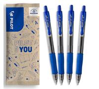 PILOT - Lot de 4 G2 Stylos roller à encre gel rétractables et rechargeables - Stylos en plastique recy leu - Pointe moyenne