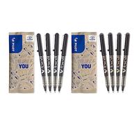 Pilot - Lot de 4 V-ball 05 - Stylos roller à encre liquide et pointe fine pour une écriture fluide et précise & Lot de 4 V-ball 07 - Stylos roller à encre liquide pointe moyenne