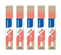 PILOT Lot de 5 Sets de 3 Recharges Roller FRIXION BALL BLS-FR7 Pointe Moyenne Rose corail