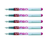 Pilot Lot De 5 Stylos Plume Effaçable Jetable V-Pen Pointe Moyenne Rose