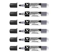 PILOT Lot de 6 Marqueurs pour tableau blanc V BOARD MASTER Pte Ogive Moyenne Noir