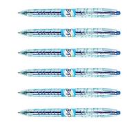 PILOT Lot de 6 Stylos bille encre gel B2P Pointe moyenne 0,7mm Tracé 0,4 mm Bleu