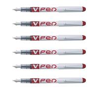 PILOT Lot de 6 Stylos Plume Jetable Effaçable V-Pen Pointe Moyenne Rouge