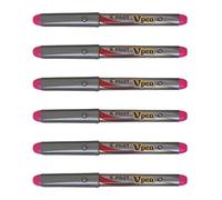 PILOT Lot de 6 Stylos plume Jetable V-Pen SILVER Pointe Moyenne Rose