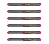 Pilot Lot De 6 Stylos Plume Jetable V-Pen Silver Pointe Moyenne Rose