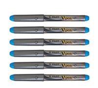 PILOT Lot de 6 Stylos Plume Jetable V-Pen SILVER Pte Moyenne Turquoise
