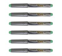 PILOT Lot de 6 Stylos Plume V-Pen SILVER Jetable Plume moyenne Vert