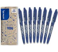 PILOT - Lot de 8 FriXion Ball 07 - Stylo Effaçable à Encre Thermosensible - Stylo Roller Rechargeable - Bleu - Pointe Moyenne
